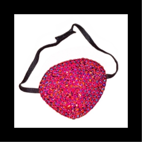 Iridescent Red Crystal Fancy Custom Eye Patch Cover Up Left Or Right Eye New - Picture 1 of 3